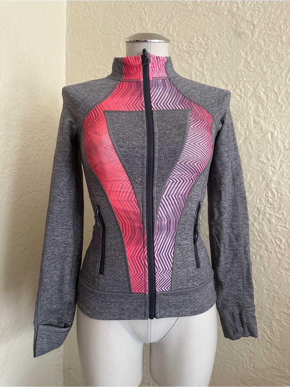 ivivva by lululemon Perfect Your Practice Athletic Jacket Full Zip Pink Gray 12